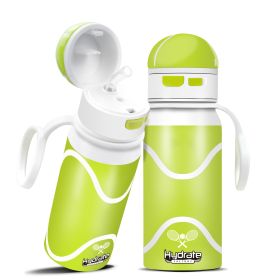Tennis Pattern Straw Lid Water Bottle; Flip & Sip Double Stainless Steel Thermal Insulation; Sports Bottle; Outdoor Mug - 25oz