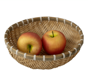 Wicker Wire Fruit Storage Basket | Rustic Decorative Fruit Bowl for Bread Fruit Snacks - wooden