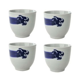 4Pcs Chinese Style Dragon Ceramic Teacups Small Straight Wine Glass 150ML - Default