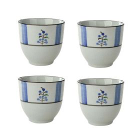 4Pcs Chinese Style Lovely Plant Ceramic Teacups Small Straight Wine Glass 150ML - Default