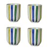 4Pcs Japanese Style Colorful Stripe Ceramic Teacups Small Straight Wine Glass 150ML - Default