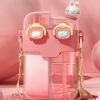 Cartoon Animal Decor Kawaii Water Bottle With Straw & Lips; Leakproof Creative Cute Water Bottle With Adjustable Strap And Stickers For Traveling - Re