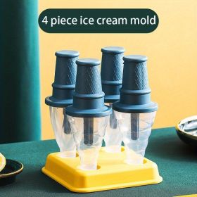 4pcs Ice Cream Molds Shapes; Frozen Ice Popsicle Maker - Dark Blue
