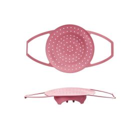 1pc Silicone Steamer Basket Air Holes Design With Feet And Handle For Pan Reusable Silicone Easy To Clean And Store Food Grade Material Steamer - Pink