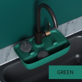 1pc Splash Guard For Sink Faucet; 10.63"x5.51"; Faucet Drain Rack; Super Absorbent Fast Drying Mat Sink Gadgets; Drip Catcher For Kitchen - Green