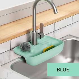 1pc Splash Guard For Sink Faucet; 10.63"x5.51"; Faucet Drain Rack; Super Absorbent Fast Drying Mat Sink Gadgets; Drip Catcher For Kitchen - Blue