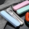 3pcs Portable Cutlery Set With Storage Box - Silvery