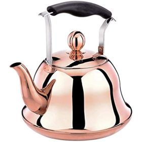 Rose Gold Stainless Steel Kettle; Streamlined Spout; Anti-scalding Handle; tea Kettle for Stove Top Whistling (Size : 2L )