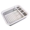 Dish Drying Rack; Foldable Dish Rack For Kitchen Counter; Large Dish Drainers Utensil Holder For Soup Bowls; Dinner Plates - Grey White Drying Rack