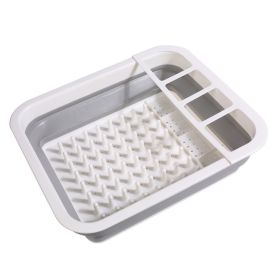 Dish Drying Rack; Foldable Dish Rack For Kitchen Counter; Large Dish Drainers Utensil Holder For Soup Bowls; Dinner Plates - Grey White Drying Rack