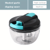 Manual Meat Grinder Vegetable Cutter Pound Garlic Artifact Shredder Baby Complementary Food Machine Hand Cut Pepper Capacity 520ml - Gray-blue