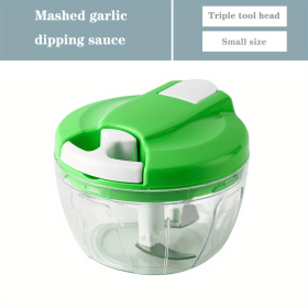 Manual Meat Grinder Vegetable Cutter Pound Garlic Artifact Shredder Baby Complementary Food Machine Hand Cut Pepper Capacity 520ml - Green