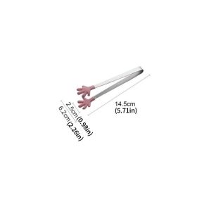 1pc Silicone Small Clip; Kitchen Tongs; Square Sugar Ice Cube Silicone Meal Clip; 0.98"x5.71" - Pink