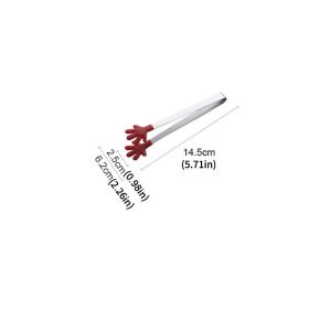 1pc Silicone Small Clip; Kitchen Tongs; Square Sugar Ice Cube Silicone Meal Clip; 0.98"x5.71" - Red