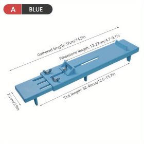 1pc Adjustable Over Sink Sharpening Stone Base Holder Retractable Non-slip Whetstone Grinding For Knife Sink Bridge Fits Kitchen - Blue A