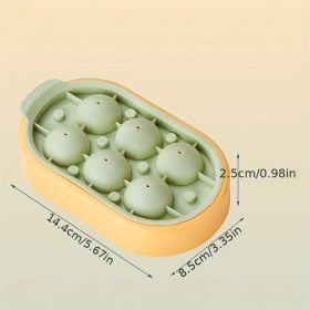 Ice Cube Mold Silicone With Lid Creative 6 Grids Round Ice Tray Ice Ball Ice Maker Homemade Ice Cube Box Refrigerator Ice Box - Green