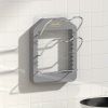 1pc Wall Mounted Pot Lid Rack; Free Punch Pot Cover Holder; Hanging Lid Organizer; Kitchen Accessories - Grey - Two-tier pot lid rack + rag rack
