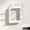 1pc Wall Mounted Pot Lid Rack; Free Punch Pot Cover Holder; Hanging Lid Organizer; Kitchen Accessories - White - Two-tier pot lid rack + rag rack
