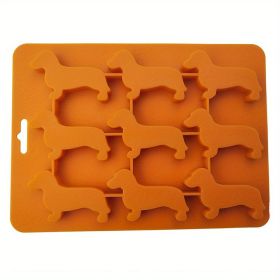 Ice Cube Silicone Tray Molds Trays Dog Mold Chocolate Dachshund Shaped Baking Candy Lid Jelly Mini Maker Fondant Puppy Release - Orange
