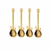 Metal Guitar Spoon Flatware Set 18/10 Stainless Steel Guitar Spoons Creative Milk Coffee Spoon Ice Cream Candy Teaspoon - Golden 4 Pcs