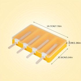 1pc Plastic PP Flat Lying Multi-layer Stacking With Dust-proof Cover; Ice Cream Mold; Homemade Ice Cream Mold - Yellow