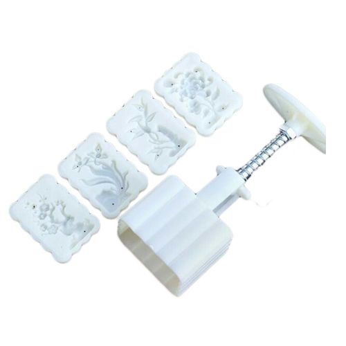 4 Stamps Moon Cake Mold Bean Paste Cake Mold Plastic DIY Baking Mold Plum Blossoms Orchid Bamboo