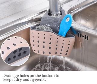 Adjustable Sink Drainer Kitchen Storage Rack Faucet Sponge Double Drainer Hanging Basket - Drainage Bag-pink