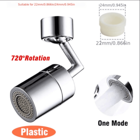 1pc New Universal 1080¬∞ Rotation Extender Faucet Aerator; Plastic Splash Filter; Kitchen Washbasin Faucets Bubbler Nozzle Robotic Arm - One Mode 720