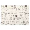 2 Pcs Chinese Style Cotton Linen Place Mats Coffee Placemats Calligraphy Pattern Table Mats 17.7x11.8 inch, Beige - Default