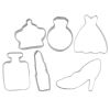 6 Pcs Ladies Cookie Cutters Perfume Shape Fondant Sugarcraft Pastry Bakeware Decoration High Heels Evening Dress - Default