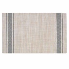 6 Pcs Japanese Style Placemats for Dining Table Everyday Use Woven PVC Kitchen Table Mats 17.7x11.8 inch, Grey - Default