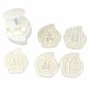 5 Stamps Moon Cake Mold Pumpkin Pie Small Cake Mold Birthday Peaches Plastic Baking Mold 125G - Default