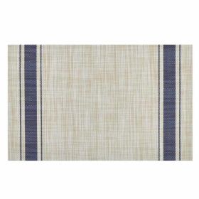 6 Pcs Japanese Style Placemats for Dining Table Woven PVC Non-Slip Kitchen Table Mats Wipe Clean 17.7x11.8 inch, Blue - Default
