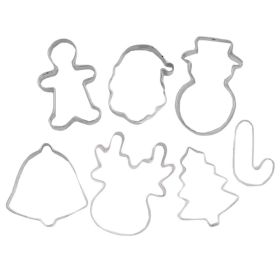 7 Pcs Christmas Cookie Cutters Stainless Steel Fondant Mold Cupcake Sugarcraft Cake DIY Decorating Tool - Default