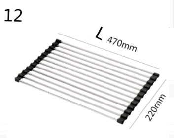 Folding Kitchen Drain Sink Rack Stainless Steel - Black - 12 L