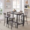 Bar Table Set with 4 Bar stools PU Soft seat with backrest, Grey, 47.24'' L x 23.62'' W x 35.43'' H - as Pic