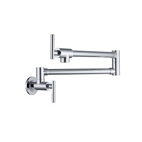 Pot Filler Faucet, Modern Brass Pot Filler Two-Attachment Wall Mount Folding Kitchen Pot Filler Swing Arm - as Pic