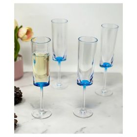 Oval Halo Plastic Champagne Flutes Set of 4 (4oz), Unbreakable Mimosa Glasses Plastic Champagne Glasses, Acrylic Wedding Champagne Flutes - as Pic
