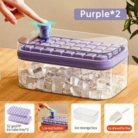 Ice Cube Tray With Lid And Bin, 64 Pcs Ice Cubes Molds, Ice Trays For Freezer, Ice Cube Tray Mold, With 2 Trays, Ice Freezer Container,