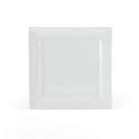 Square Porcelain Dinner Plates, White, Set of 6