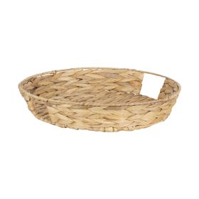 16" Tan Round Water Hyacinth Woven Tray
