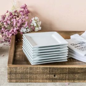 5" Square Appetizer Plate, White Porcelain, Set of 8