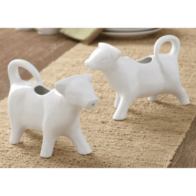 Cow Creamers, White Porcelain, Set of 2