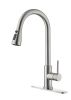 Single Handle High Arc Brushed Nickel Pull Out Kitchen Faucet,Single Level Stainless Steel Kitchen Sink Faucets with Pull Down Sprayer - as Pic