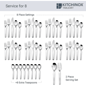 Boston Warehouse Kitchinox Chalet Stainless Steel Flatware Set, 50 Piece (69029) - Boston Warehouse