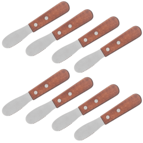 8 Pack Stainless Steel Straight Edge Wide Butter Spreader with Wood Handle, DaKuan Sandwich Cream Cheese Condiment Knives 5 Inch - SourceTon