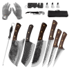 12pcs Butcher Knife Set Hand Forged chef knife Boning Knife With Sheath High Carbon Steel