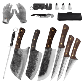 12pcs Butcher Knife Set Hand Forged chef knife Boning Knife With Sheath High Carbon Steel