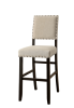 Antique Black Wooden 5pc Counter Height Dining Bar Set Table And 4x Chairs Ivory Linen Like Fabric Cushions Nailhead Trim Bar Chairs - as Pic