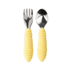Bumkins Toddler Fork and Spoon Set, Stainless Steel & Silicone for 18 Mos+ (Pineapple) - Bumkins